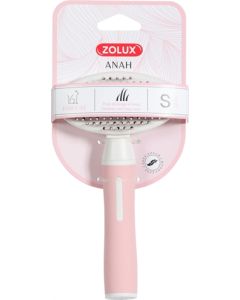 Zolux anah slickerborstel soft intrekbaar roze / wit