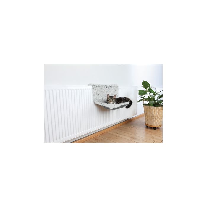Trixie radiator hangmat harvey langhaar pluche / velours wit zwart